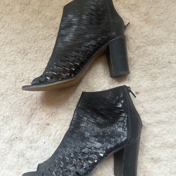 LAVORAZIONE ARTIGIANALE Piampoiani Italian Leather Peep Toe Boots Sz 38 or 7 US - Picture 8 of 9